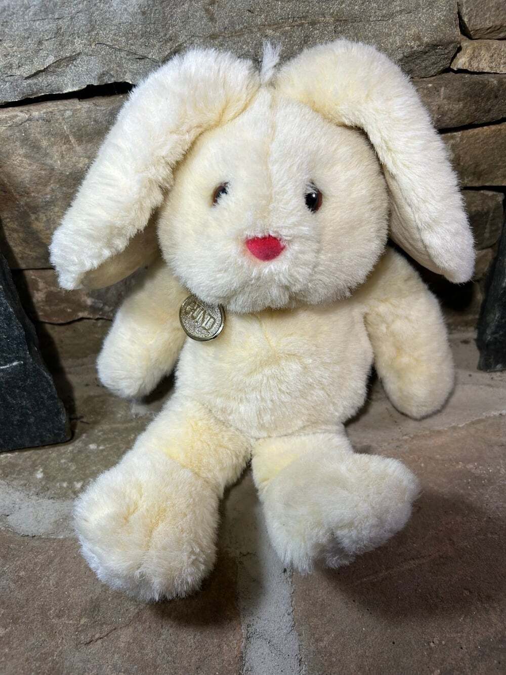 Vtg GUND Tan Light yellow Bunny big feet Soft Plush Floppy Ears 1989